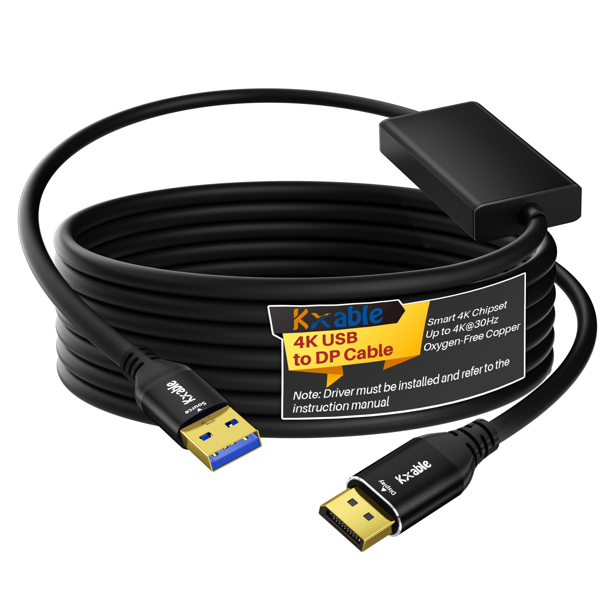 Câble USB vers DisplayPort 4.5m 4K pour écran et projecteur - 8