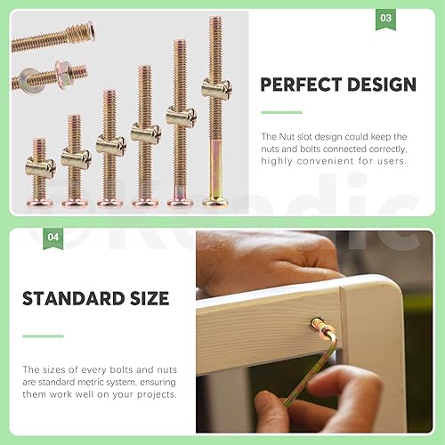 Miniatura 5 de Keadic Juego de 253 tornillos de cabeza hexagonal, tuercas de barril, arandelas planas con herramientas, M6 x 30405060703.150 in, kit surtido de