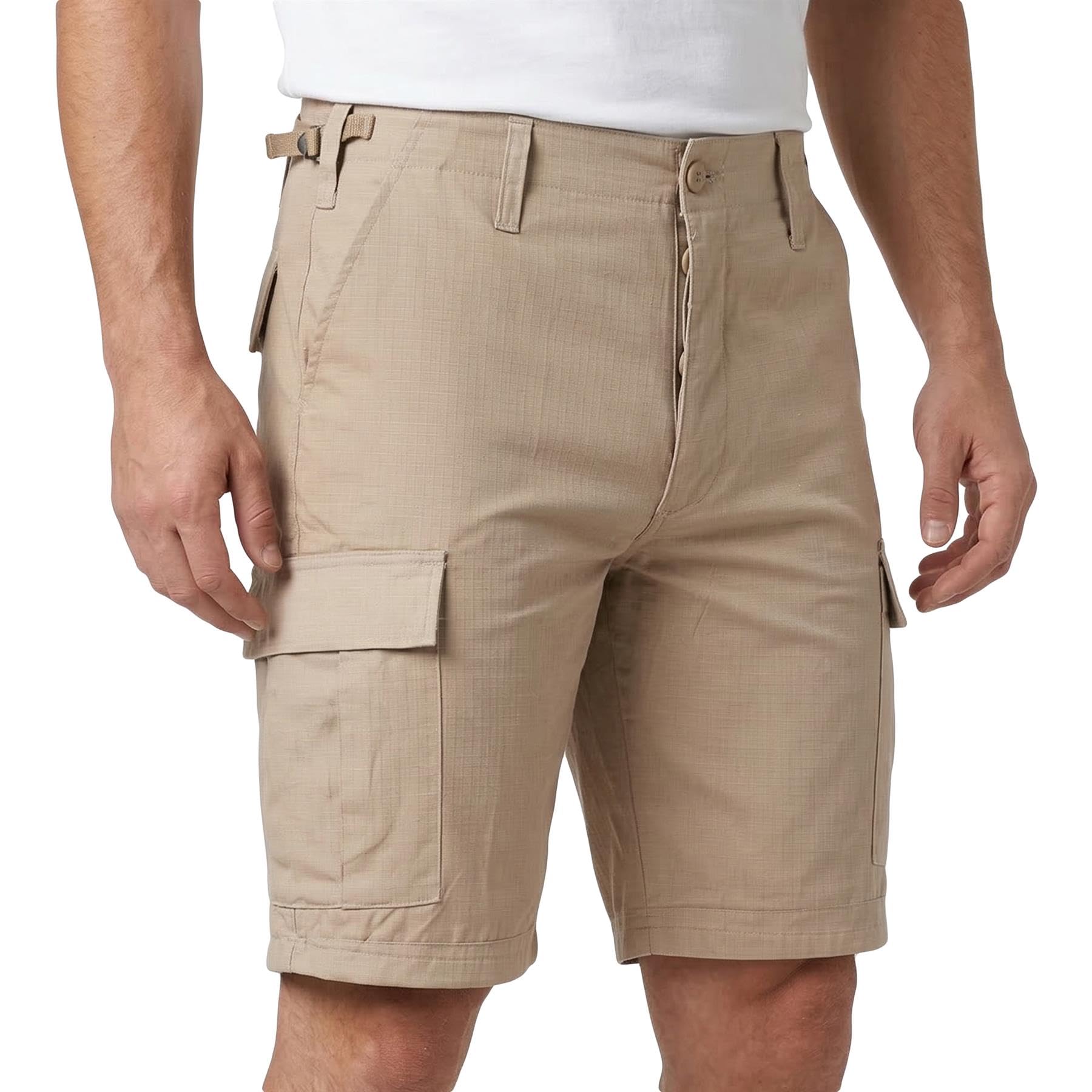 VINTIKA Mens Cargo Shorts Combat Military Ripstop Cotton Summer Short Outdoor Travel Army Tactical Hiking Gear - Beige - M