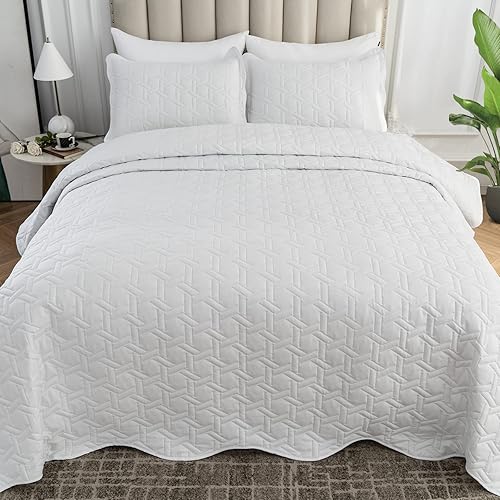 Miniatura 6 de Auemtyn Juego de edredón tamaño King de 3 piezas, colcha de verano suave y ligera, colcha reversible de microfibra para todas las estaciones,