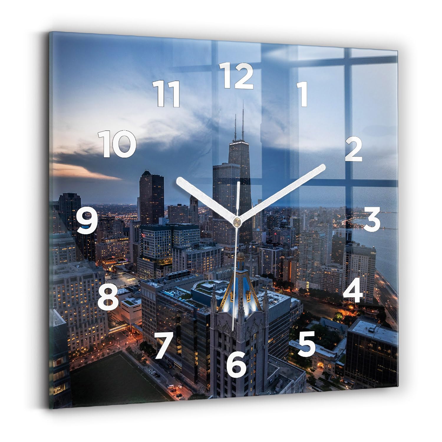 Horloge murale moderne pour salon et bureau motif Chicago affichage analogique