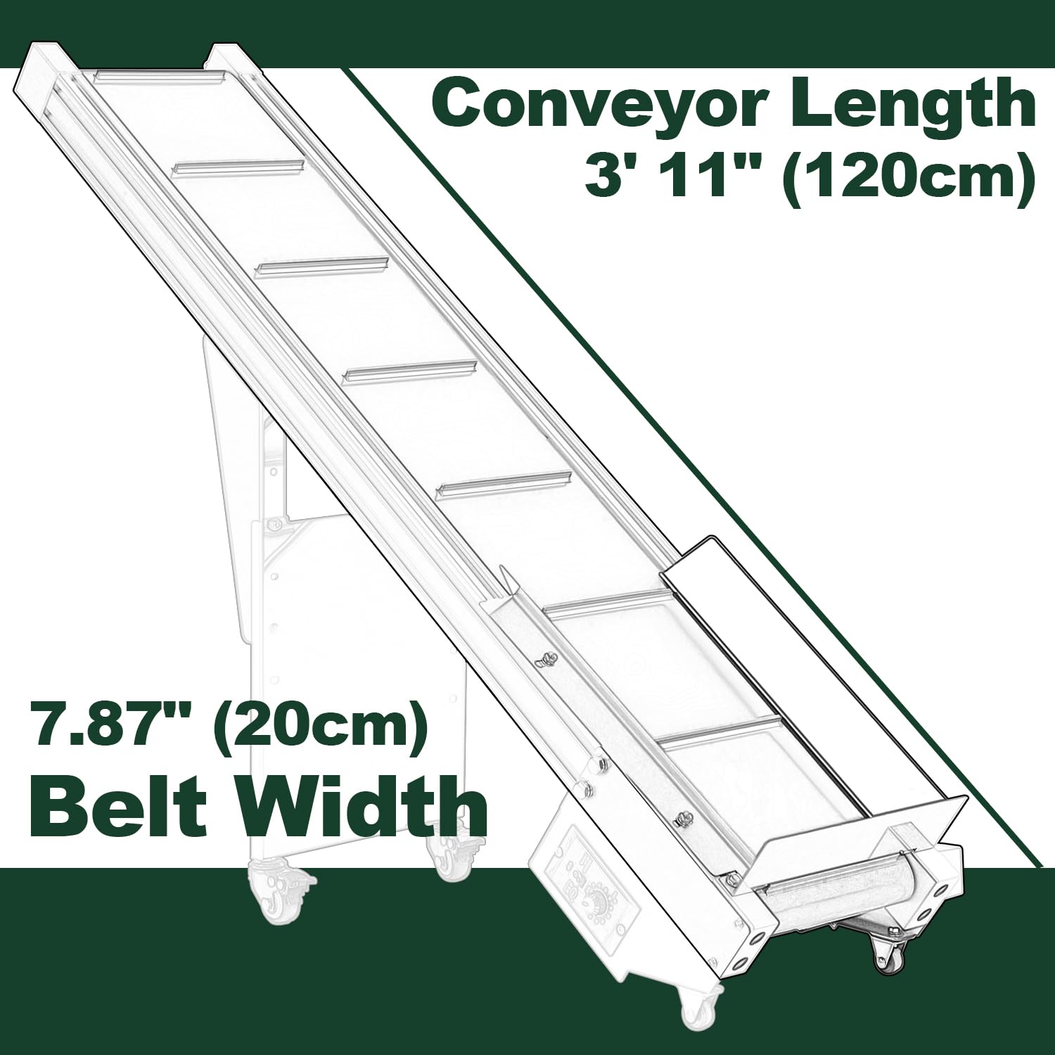 Trasportatore elettrico inclinato da 1,2 m di lunghezza, altezza di sollevamento massima di 75 cm con cinghia in gomma PVC da 20 cm di larghezza, per macchina imballatrice