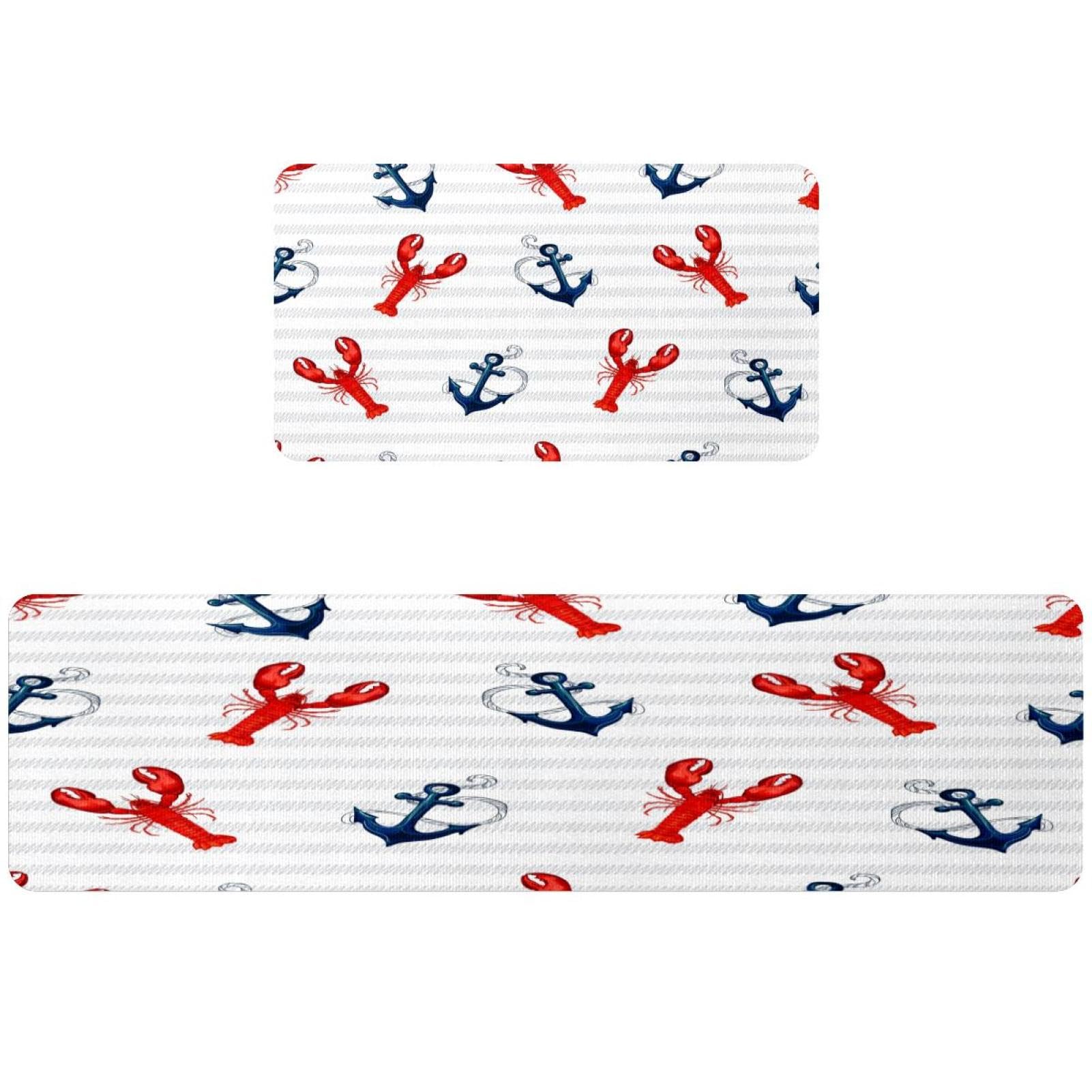 Alfombrillas de cocina lavables y superabsorbentes con base antideslizante VAPOKF de 2 piezas