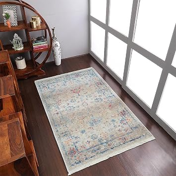Rugsotic Carpets Machine Made Polyester Area Rugs - 2x310, Rectangle Shape, Multicolor Color, Classic Oriental Traditional Design, Low Pile Machine Made Area Rugs M00079