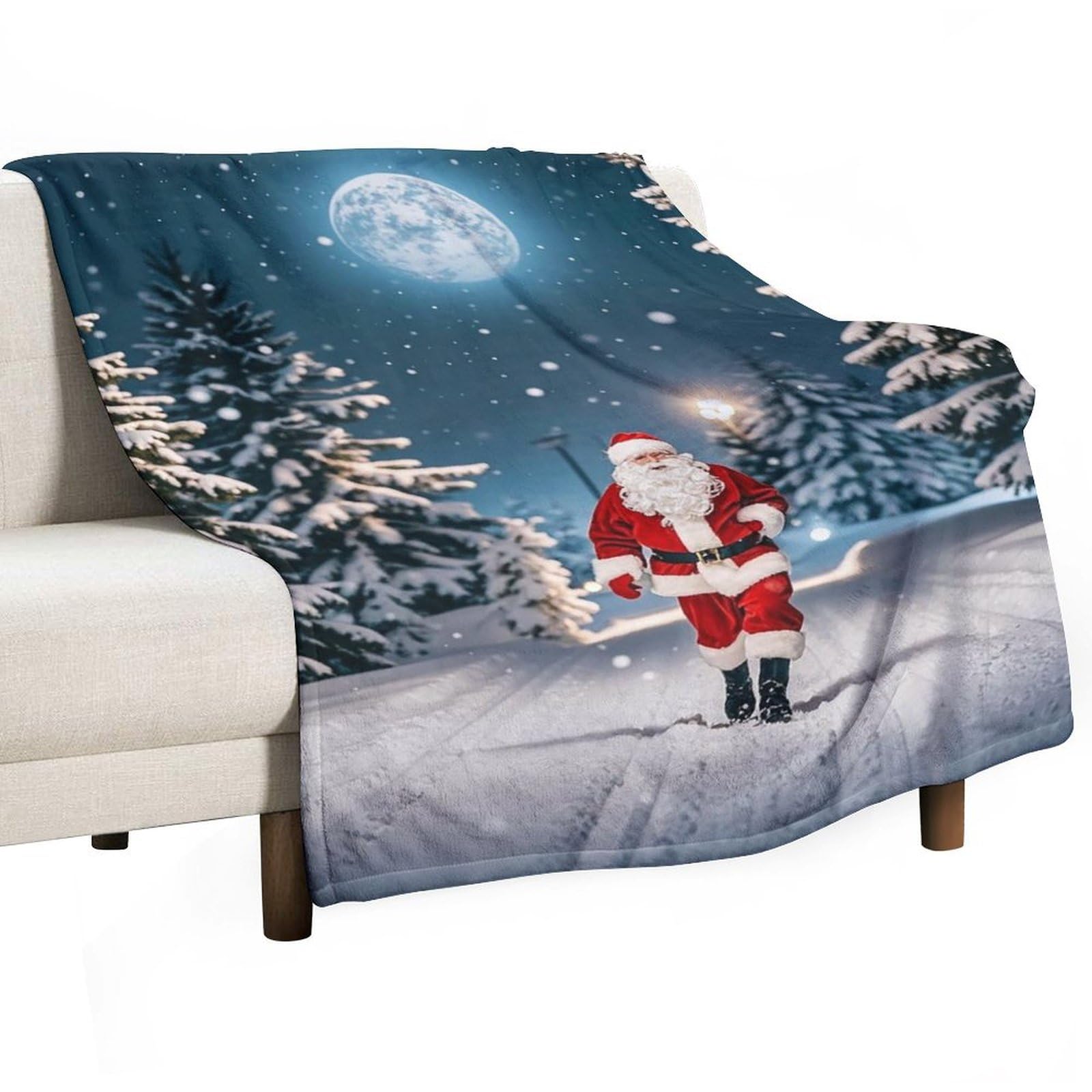 Couverture flanelle Noël pour canapé et soirées camping en hiver