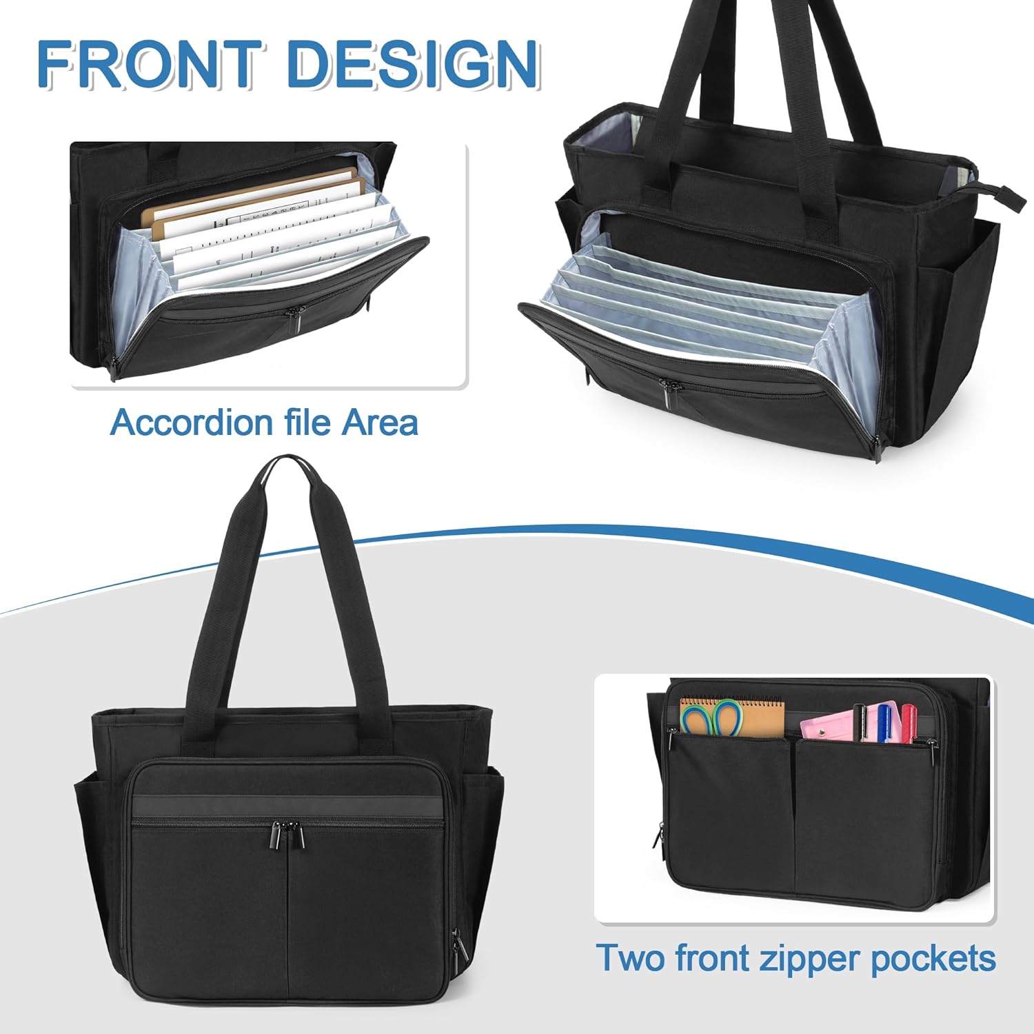 Trunab Teacher Tote Bag for Women, Nurse Utility Tote with Expanding File Folder Pocket, Office Laptop Briefcase for Work