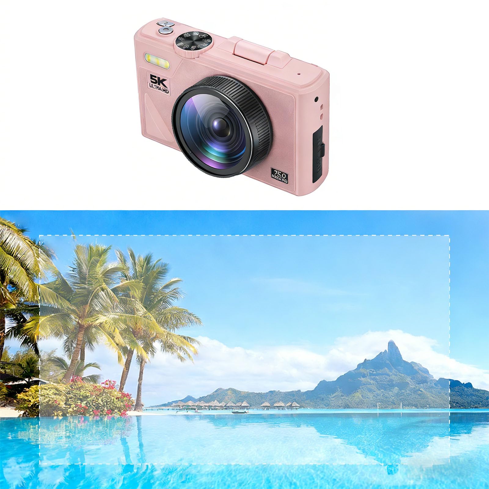 LICAEVEY Fotocamera Digitale 5K da 75 MP con Zoom 18X e Messa a Fuoco Automatica, Fotocamera Mirrorless per Fotografia, per Vlogging HD con Schermo Ribaltabile, Stabilizzazione Multipla, retrò per