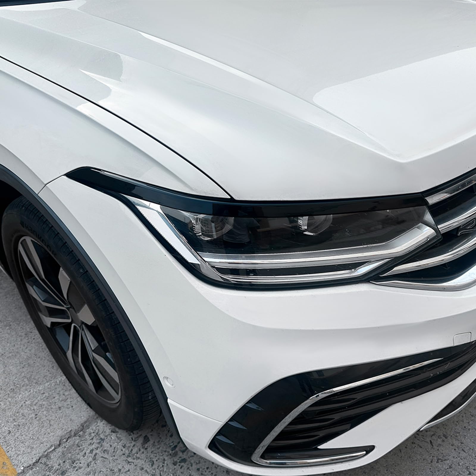 Frontscheinwerfer Augenbrauen Zierleisten Augenlider Dekor für VW Tiguan MK2.5 2021-2023 Schwarz
