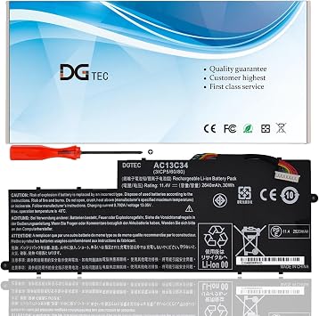 New AC13C34 Laptop Battery for Acer Aspire V5-122P V5-132P E3-111 E3-112V E3-111-C0M6 E3-111-C0UM E3-111-C5AL ES1-111M MS237 3icp5/60/80 Kt.00303.005 11.4V 30Wh/2640Mah