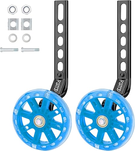 FORTOP Un par de ruedas de entrenamiento silenciosas y resistentes, kit de montaje estabilizador de bicicleta adecuado para bicicletas de 12, 14,