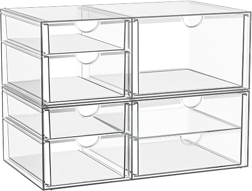 Clear Stackable Storage Drawers,Acrylic Makeup Organizer