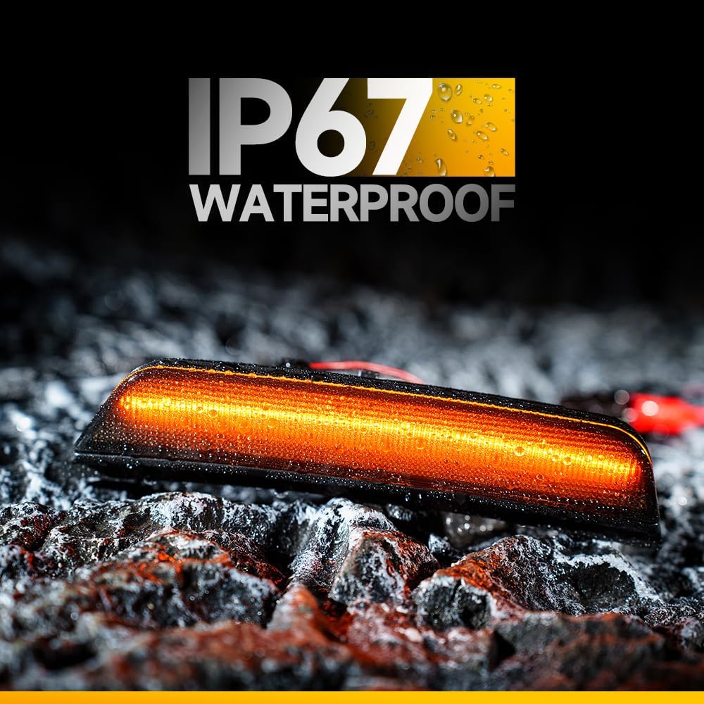 NJSBYL LED Cherokee Side Markers for 2022 2023 2024 2025 J.eep Grand Cherokee L/WL Front Bumper Fender Reflectors Sidemarker Amber Turn Signal Indicator Smoked Lens 2PCS