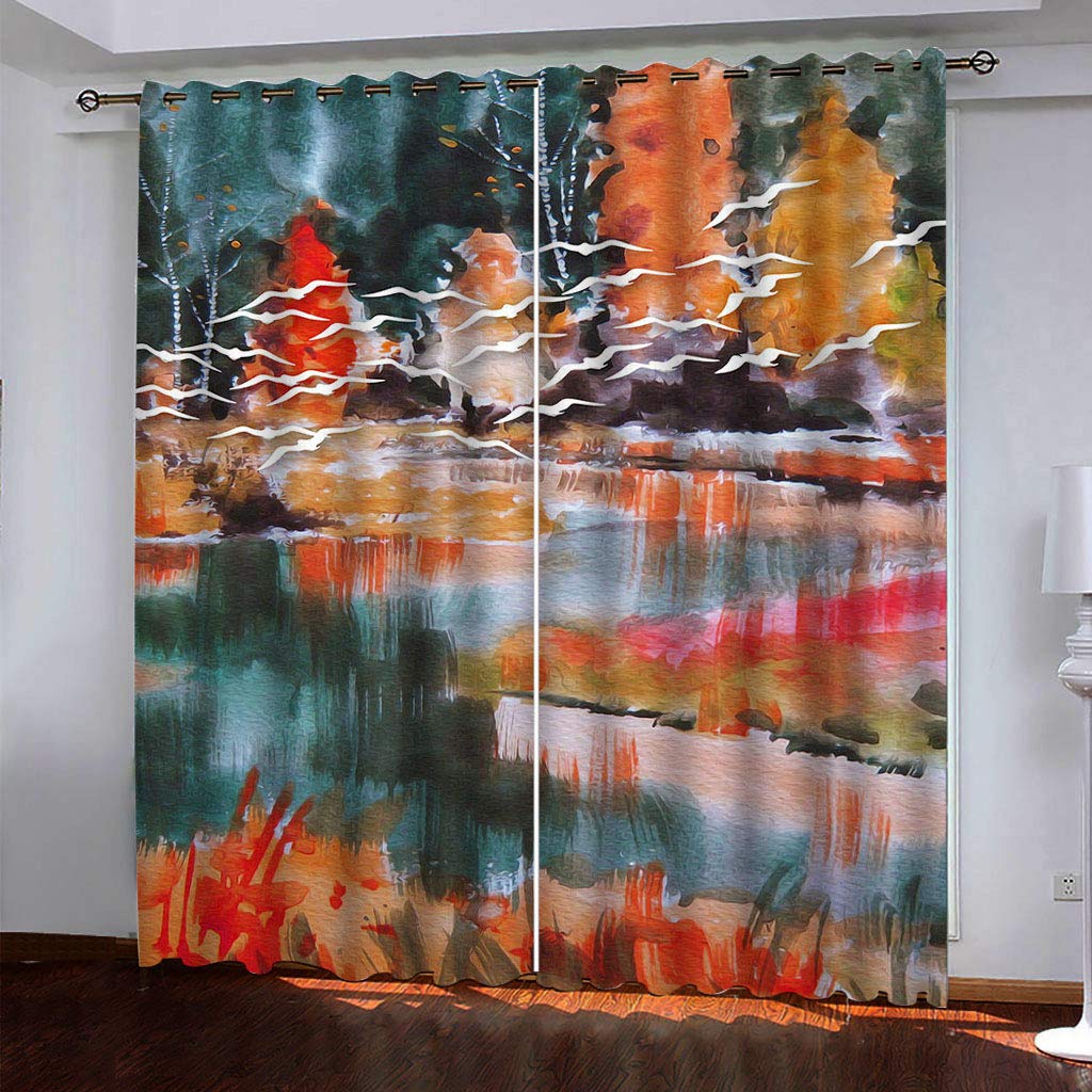 Rideaux chambre pour adulte et enfant paysage d'automne à oeillets