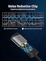 Vista 4 de Adaptador de audio USB - VENTION USB Tarjeta de sonido estéreo externa a auriculares de 0.138 in y adaptador de conector de micrófono para Windows