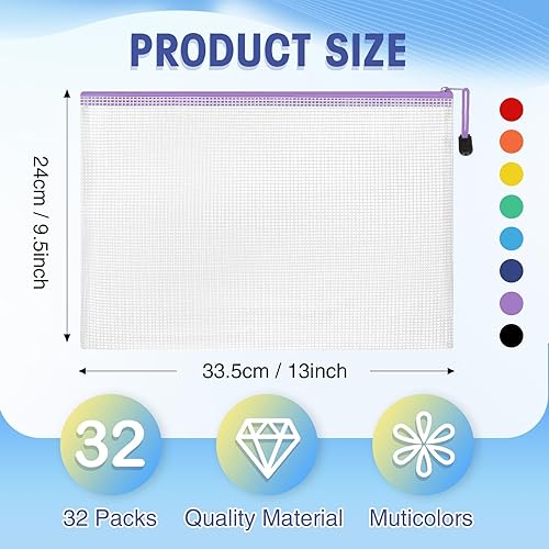 Miniatura 8 de Jetec 32 bolsas de malla con cremallera, bolsas impermeables con cremallera, bolsas de malla de plástico reutilizables con cremallera, bolsa de