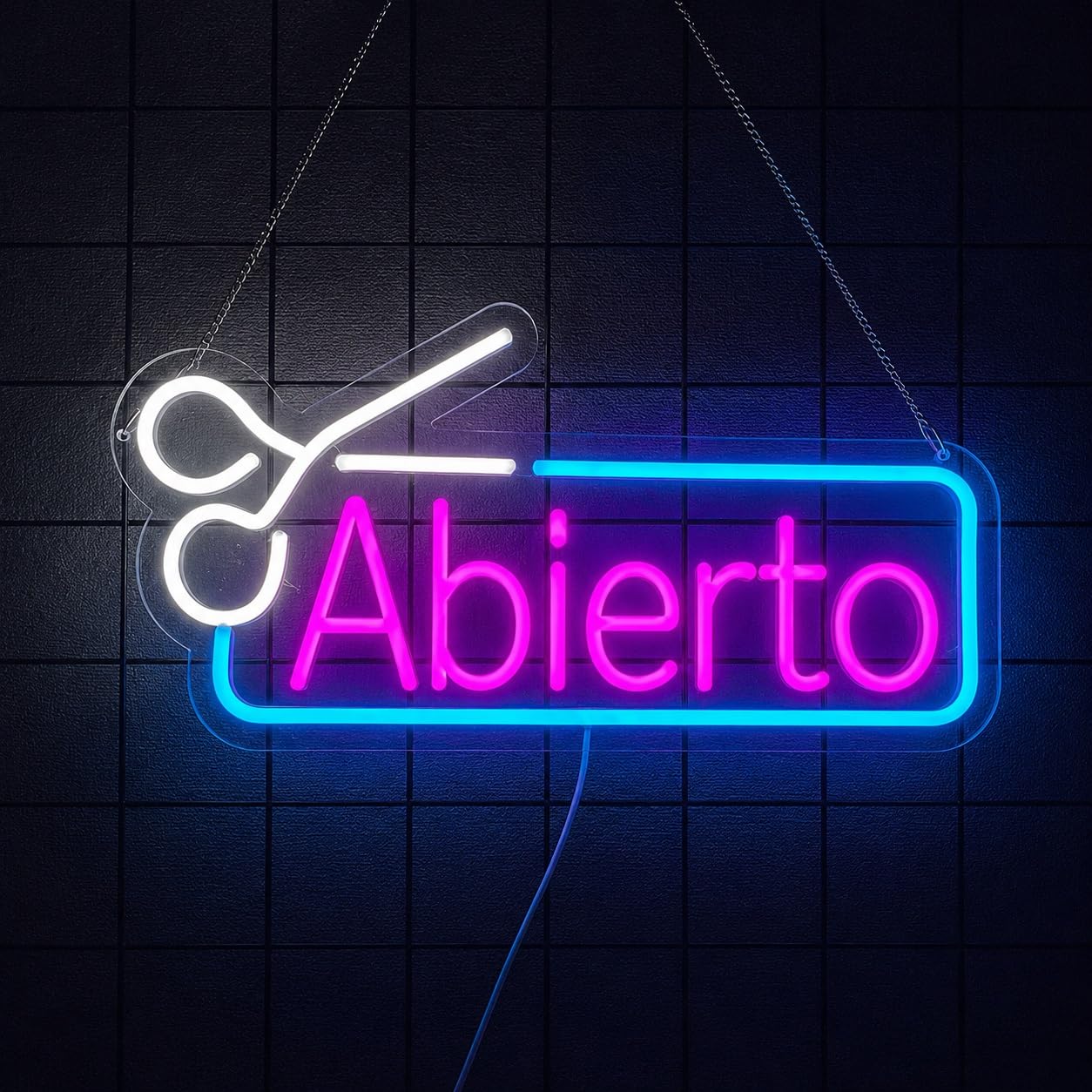 Signs Lamp Abierto Scissors LED Neon Sign Dimmable