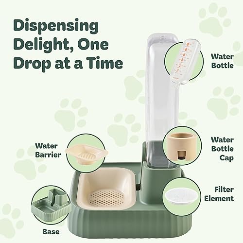 Miniatura 3 de Desired Things - Dispensador de agua para mascotas por gravedad con filtro, dispensador automático de cuencos para gatos y perros pequeños con base