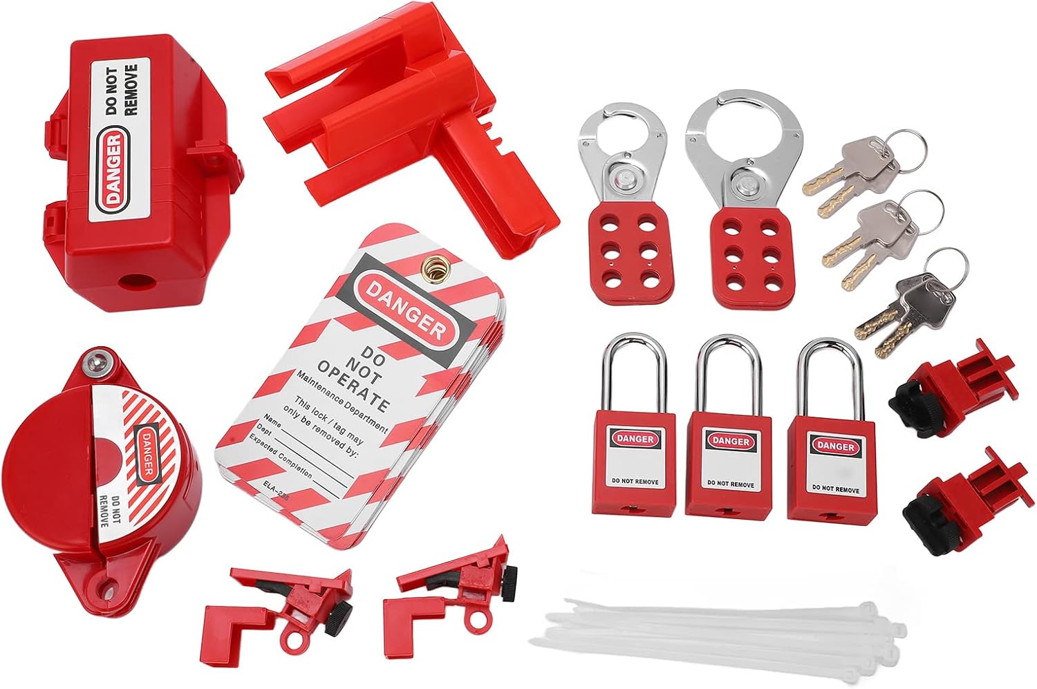 Electrical Lockout Tagout Kit, Circuit Lock Outs Set Miniature Lock with Storage Bag, Keys and Tags