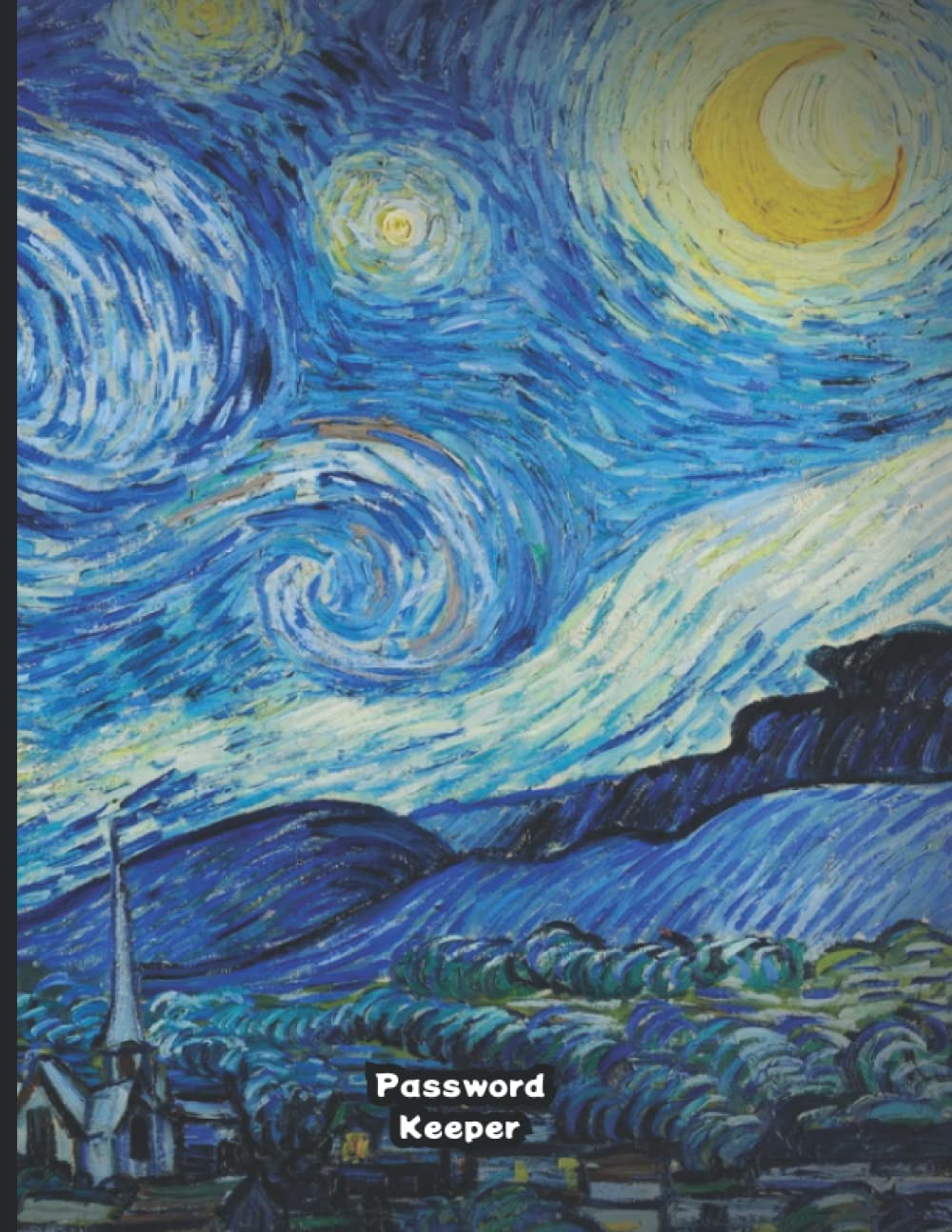 Password Keeper - The Starry Night by Vincent Van Gogh: (8.5x11 Inches, 100 Pages)