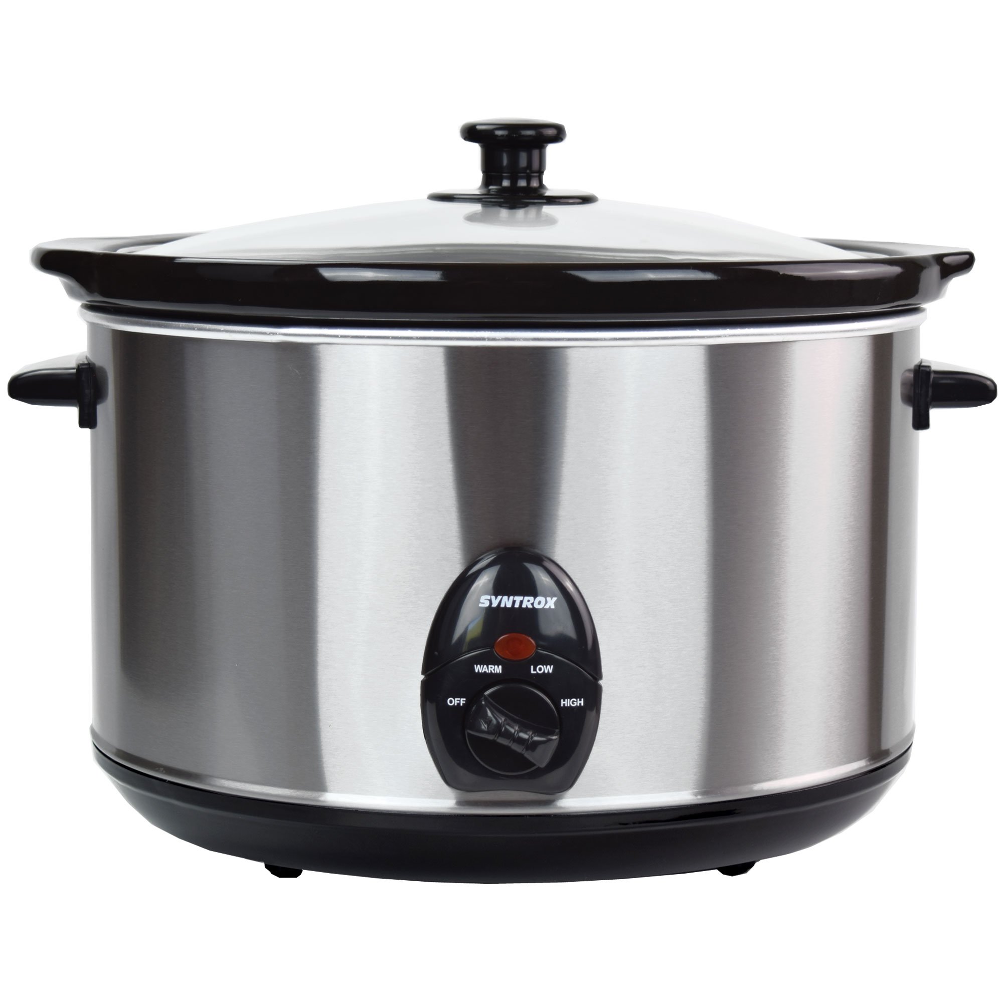 Syntrox Germany Slow Cooker Schongarer 5,6 Liter mit Warmhaltefunktion, Glasdeckel und robuster Keramikschüssel 320 Watt