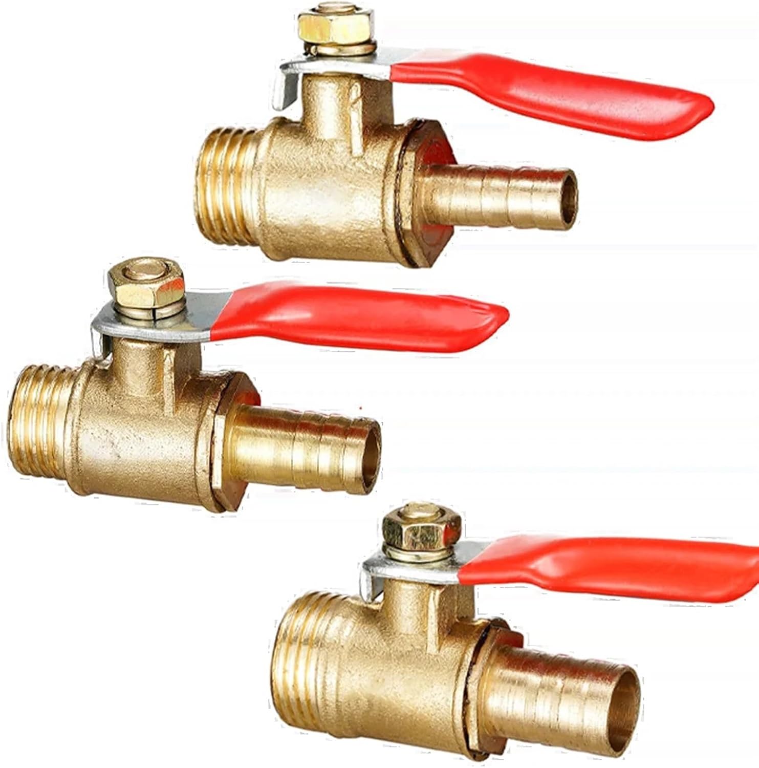 Brass 6/8/10/12mm Red Lever Handle Ball Valve Hose Barb 1/4" 3/8" 1/2" BSPT Male Thread Connector Pipe Fitting Coupler Adapter(8mm - 1I4 inch)