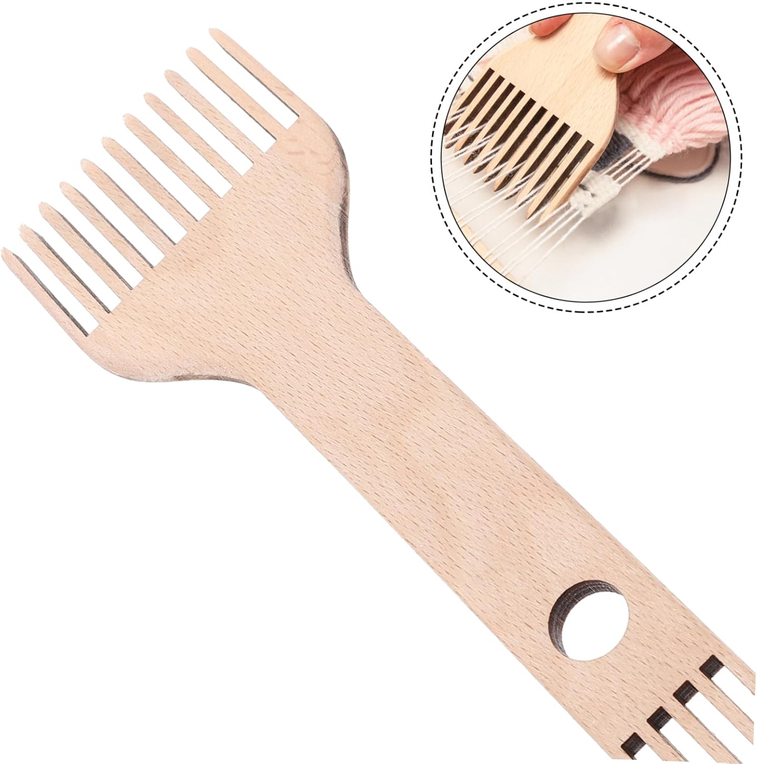 Wooden Double Ended Loom Comb Beige for Tapestry Weaving Tool
