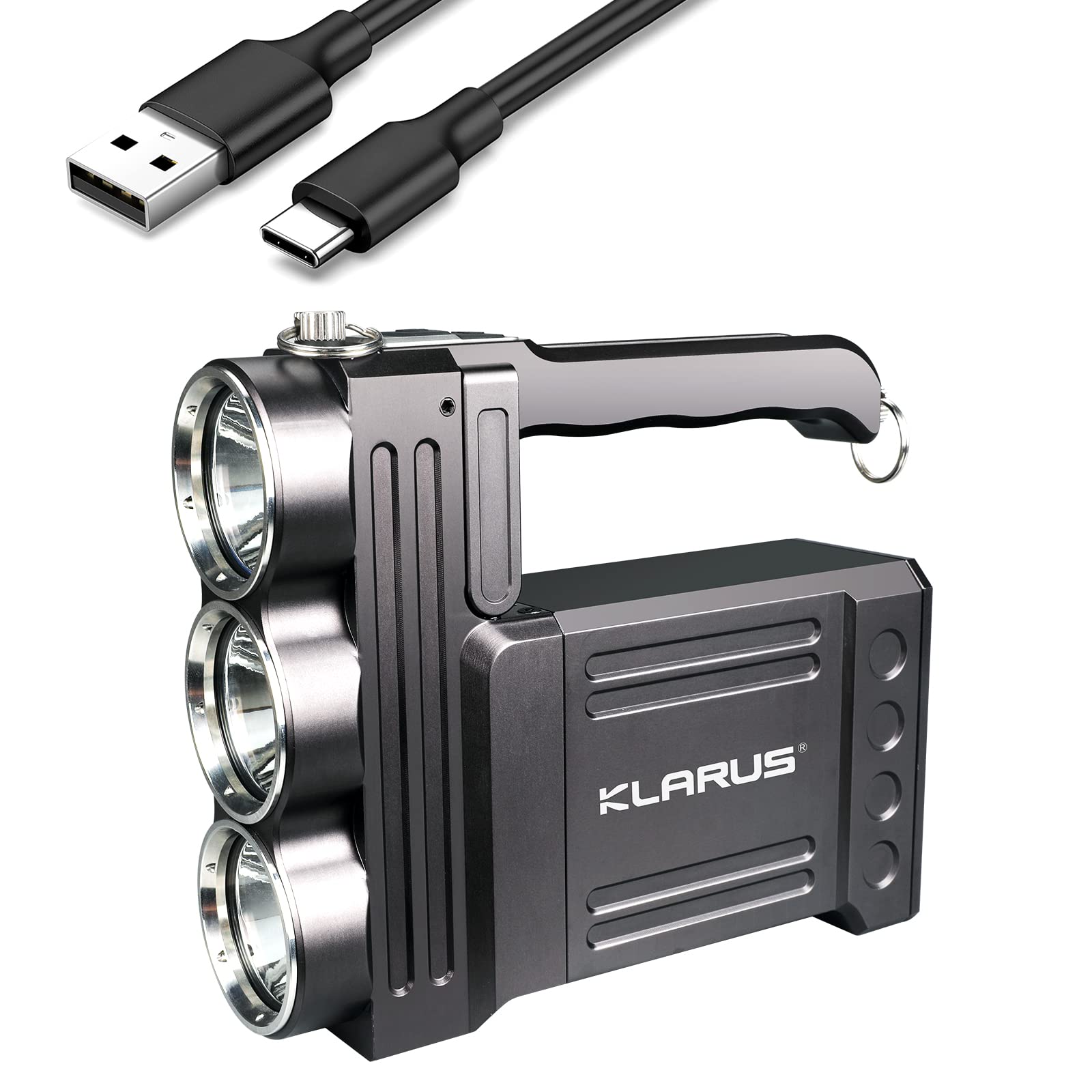 klarus RS80GT - Linterna LED recargable (10.000 lúmenes, muy clara, con función USB Out Power Bank y lámpara de mesa para camping, pesca, aventura, senderism