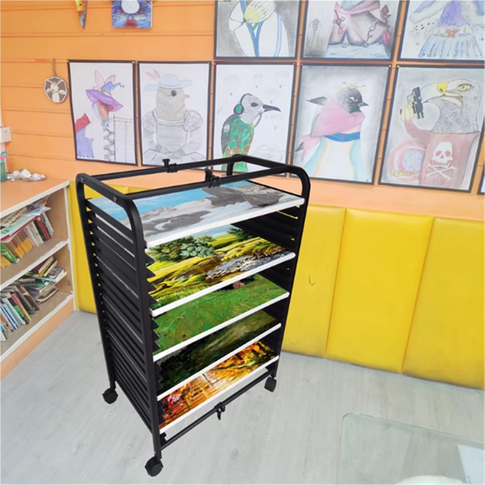 THEGA Rastrelliera Per L'asciugatura Di Opere D'arte A 20/30 Livelli, Regolabile (40-61 Cm) – Rastrelliera Mobile Per L'asciugatura Di Dipinti Con 4 Ruote, Ideale Per Opere D'arte In Aule(30 floors)