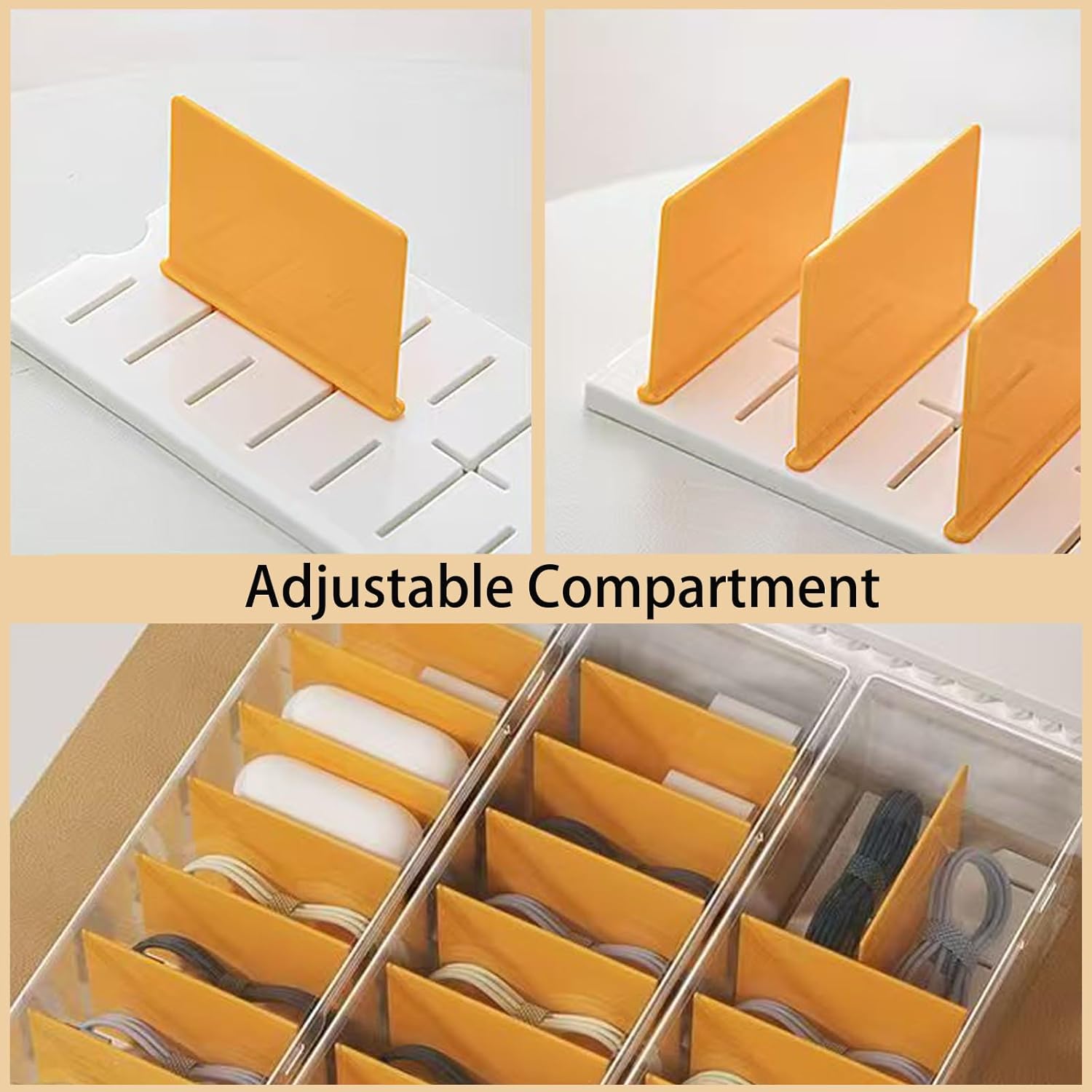 3 Pack Clear Cable Organizer Box with Lid, Plastic Charger Cable Cord Storage Organizer, Stackable Office Desk Organizers, Multifunctional Accessories Storage Box Fit in Home Drawer