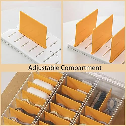 Miniatura 4 de Paquete de 2 cajas organizadoras de cables transparentes con tapa, organizador de almacenamiento de cable de carga de plástico, organizadores de