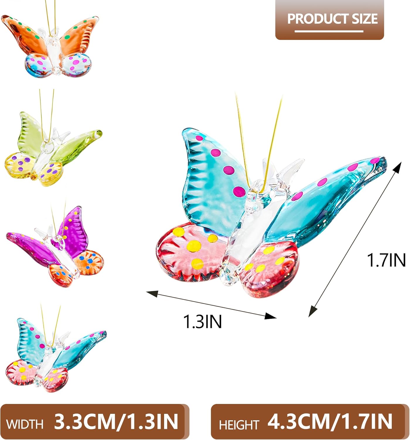 Set of 4 Christmas Crystal Butterfly Hanging Ornament 1.7in Glass Butterflies Ornaments Gifts for Christmas Tree - Image 2