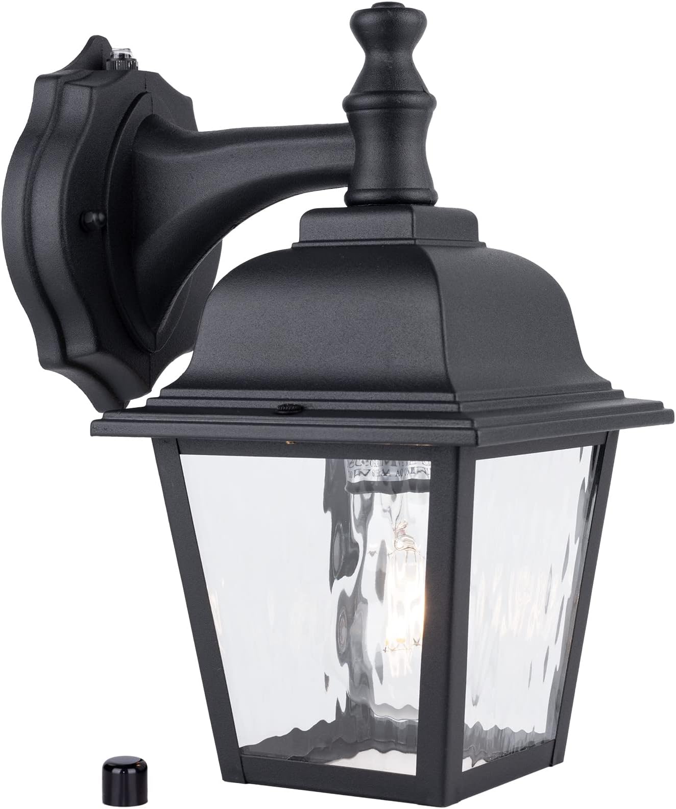 YoonLIT Dusk to Dawn Outdoor Porch Light, Large Waterproof Outdoor Wall Sconce Lanterns, Anti-Rust Exterior Wall Fixture with Clear Water Glass, for Garage Doorway Entryway, Black, 1-Pack