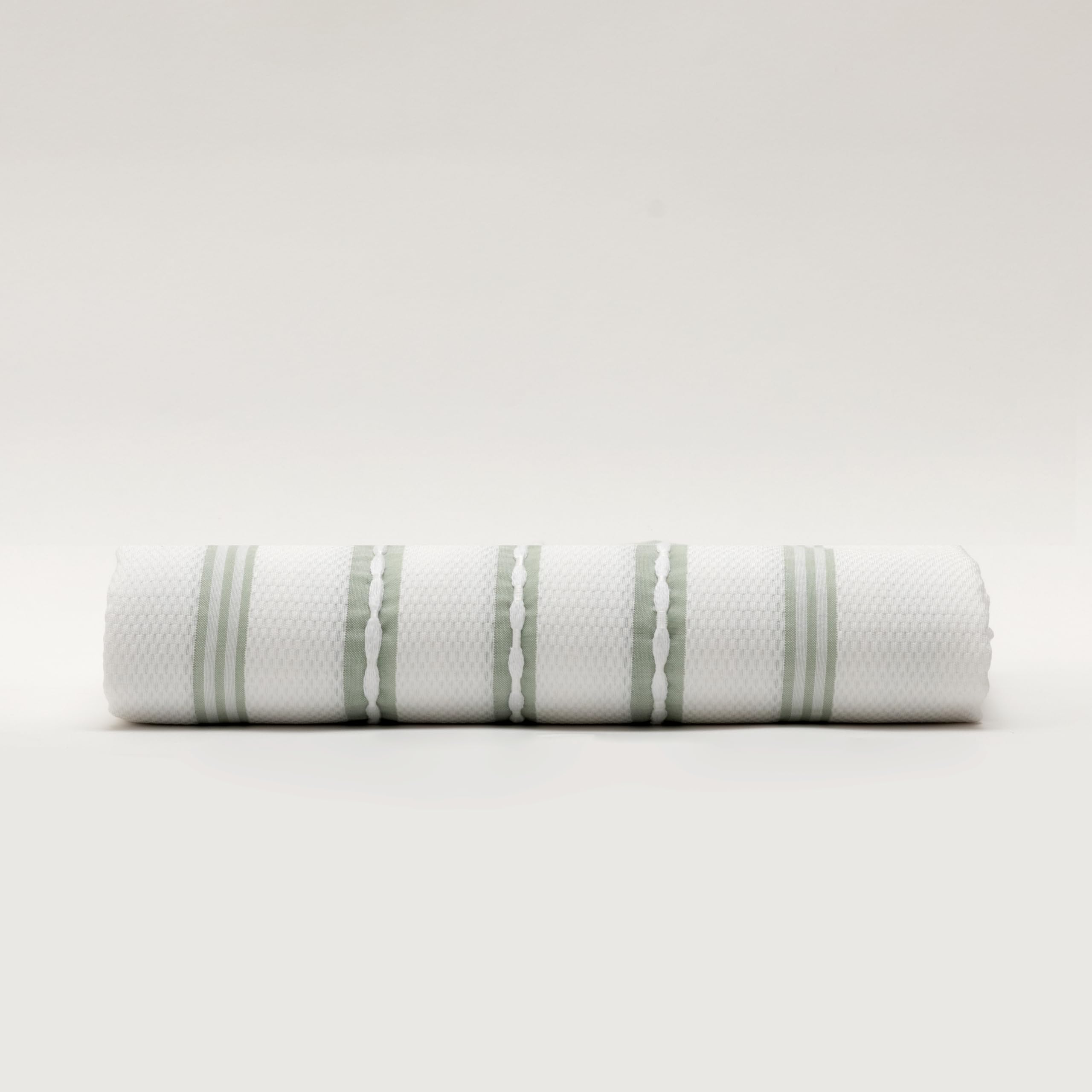 Colcha Verde Rayas María 240x260 para Cama de 135/140/150/160 - 50% Algodón y 50% Poliéster - de Verano Con Estampado de Rayas