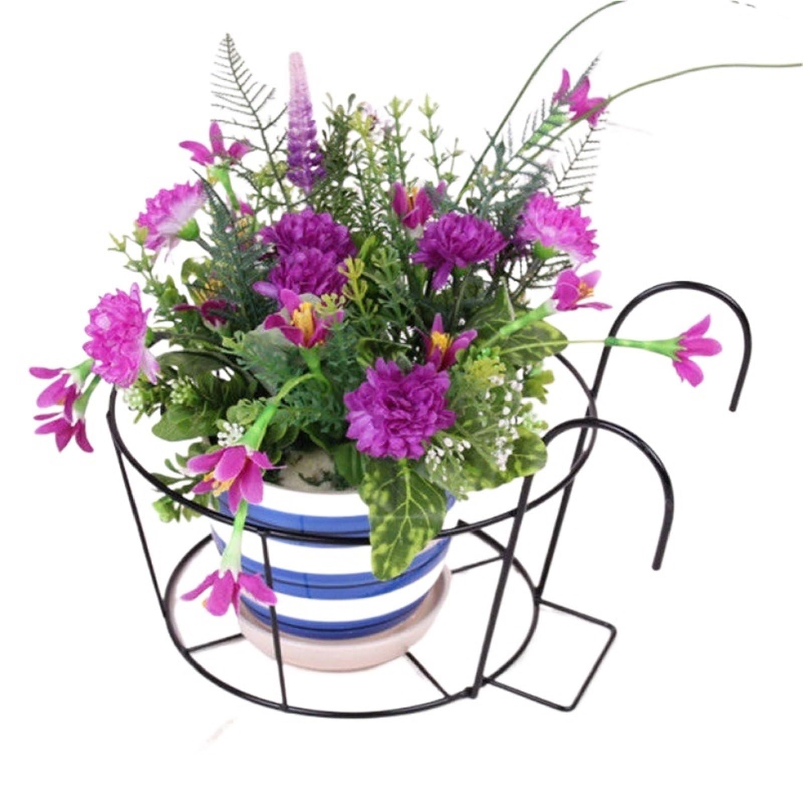 MDSIOKHJ Hanging Basket Bracket Outdoor Hanging Basket Plant Iron Racks Garden Decoration Fence Balcony Round Flower Pots Planter Stand Holder