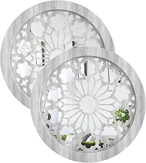 2PCS Round Rustic Decorative Wall Mirror ~ Living Room Farmhouse Wall Mirrors  G - Compare price