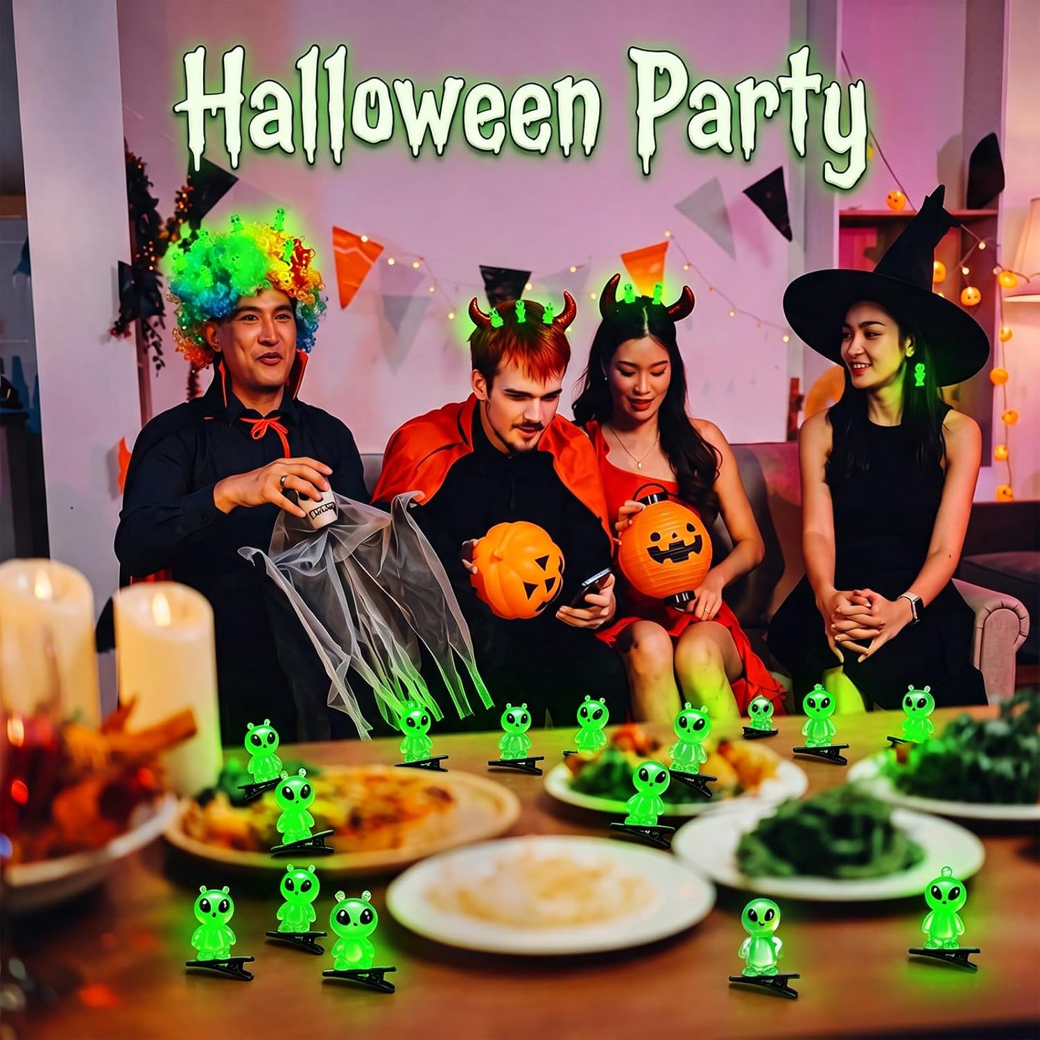 40 Pcs Glow in The Dark Alien Hair Clips, Cute Mini Alien Party Favors image 4