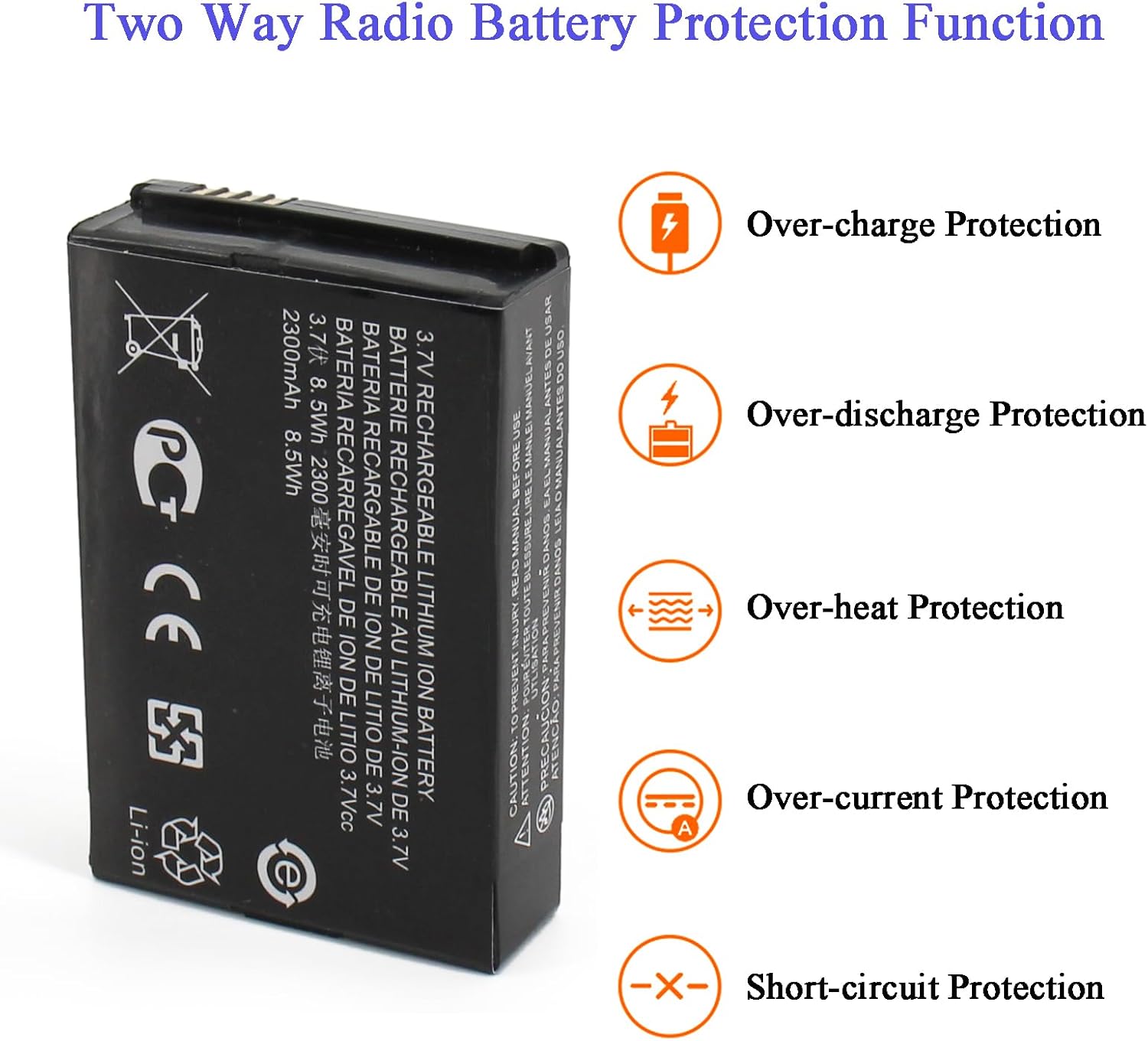 (4-Pack) PMNN4468A PMNN4468B PMNN4468 2300mAh Li-ion Battery Compatible for Motorola SL300 SL7550 SL7580 SL7590 SL3500e SL7550e SL1M SL2K TLK100 Radio
