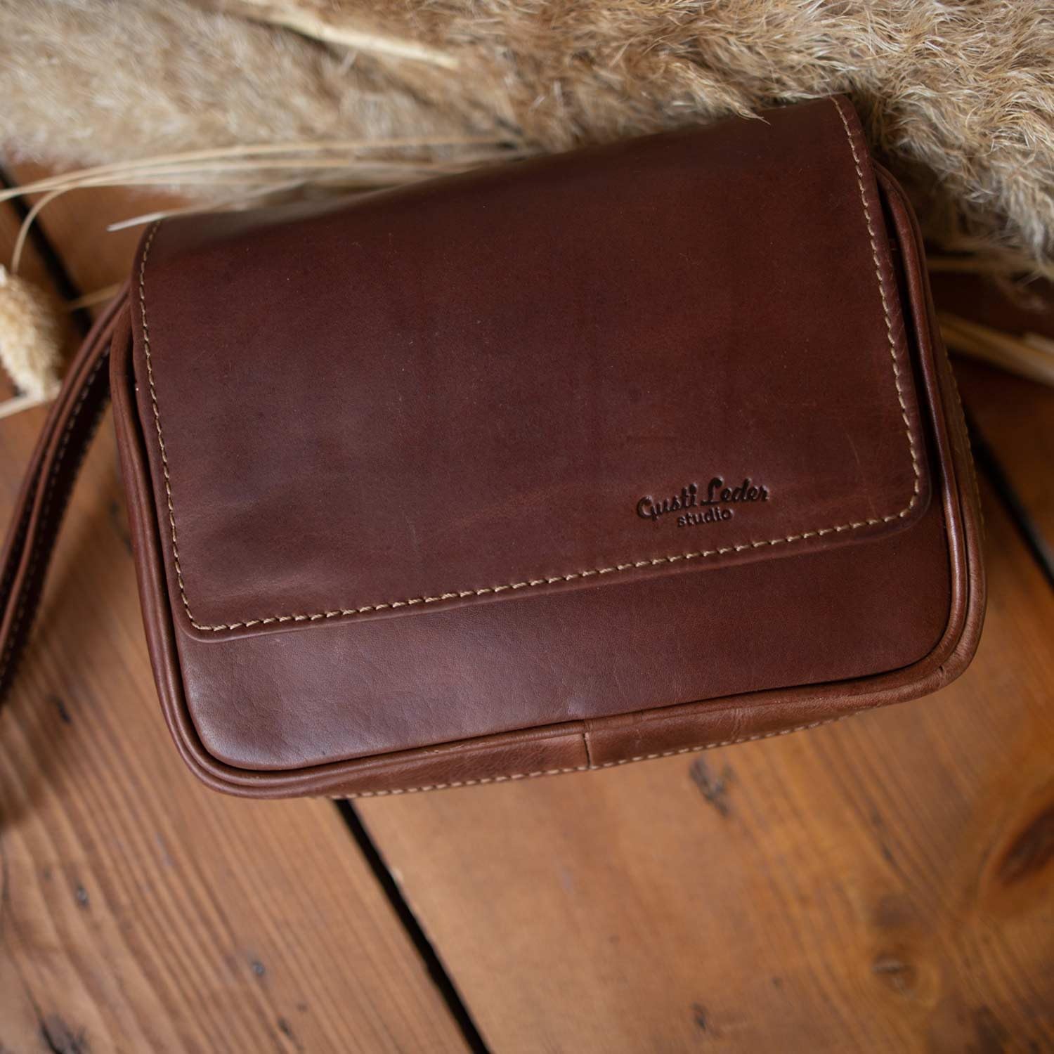 Gusti Leder studio "Rupert" Estuche de Cuero para Pipas(4) Tabaco Funda de Piel Auténtica Estilo Vintage Retro Unisex Regalo Elegante 2T3-22-6
