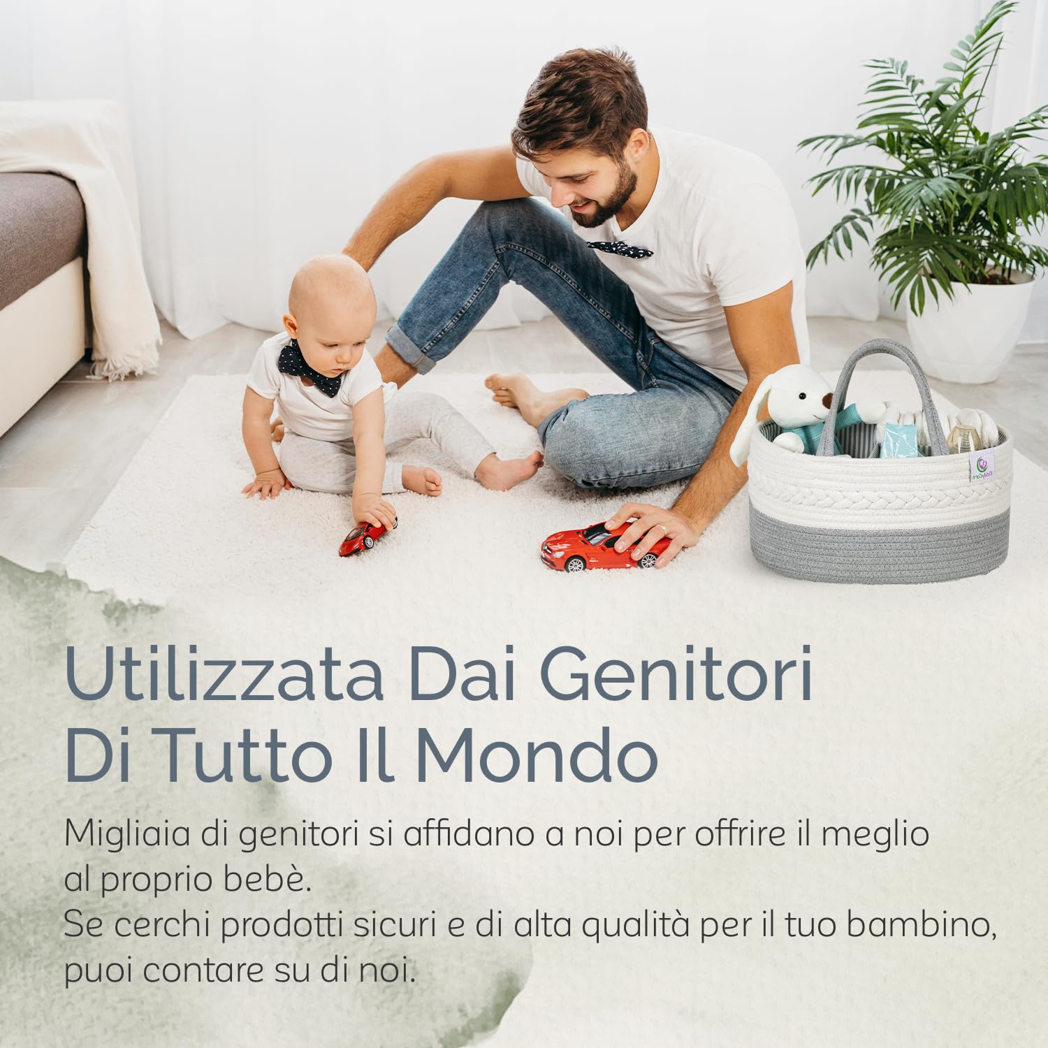 Cesta Portapannolini a 3 Scomparti (Grigio, Medio) – Organizer Fasciatoio per Neonati con Divisorio Rimovibile – Porta Pannolini, Salviette, Creme per il Cambio – Portaoggetti per Casa o da Viaggio