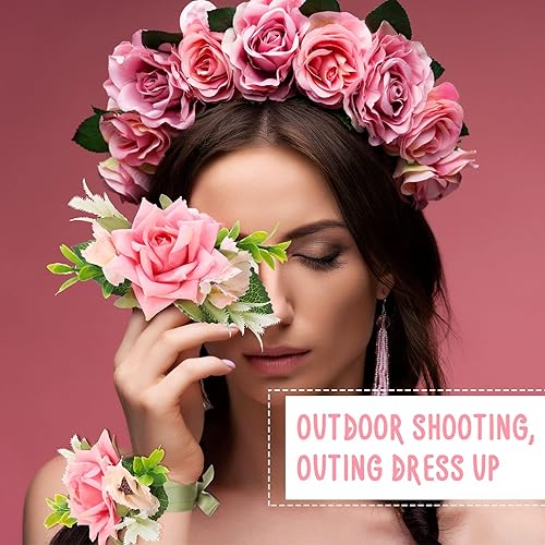 Miniatura 4 de Jexine Juego de 24 ramilletes de muñeca de rosas y boutonniere artificiales, ramillete de flores para novia, mano, flores para hombres, juego de