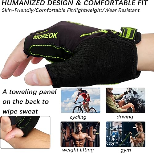 Miniatura 3 de MOREOK - Guantes para bicicleta de montaña (MTB) y ciclismo de descenso (DH), para hombres, de medio dedo, con almohadilla de gel que absorbe