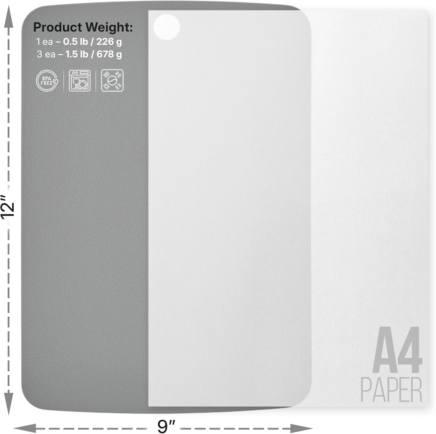 TPU Cutting Board Set of 2 9"x12" - Flexible Cutting Mats for Kitchen Knife Friendly, Cutting Mat Non-Slip Chopping Board Double Sided Scratch Resistant Food Grade Mint Gray