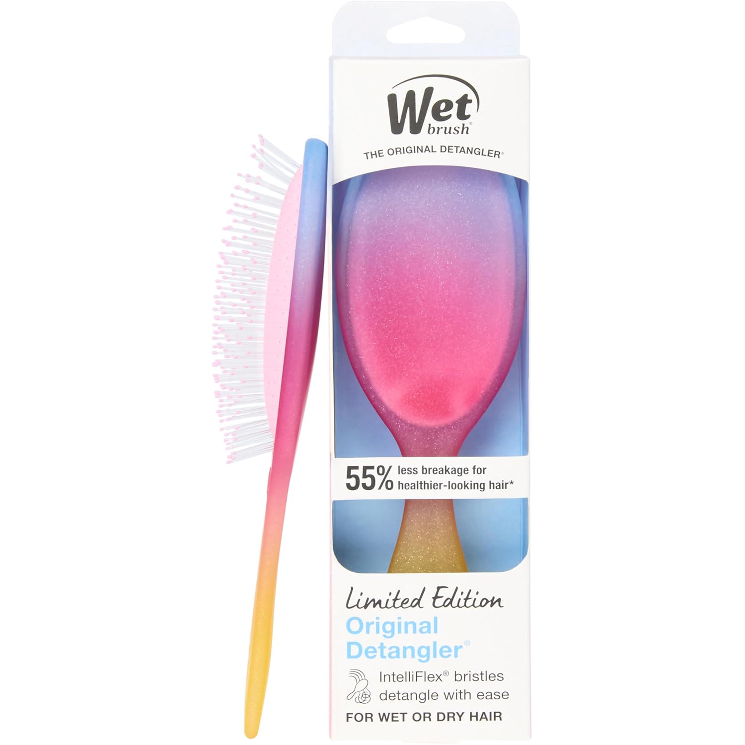 RHOS Paddle Brush for Women & Men - Detangler for Thick, Curly, Long, Wet & Dry Hair - Nylon Bristles Square Cushion Brush for Smoothing and Detangling (1 Pack - Pink)