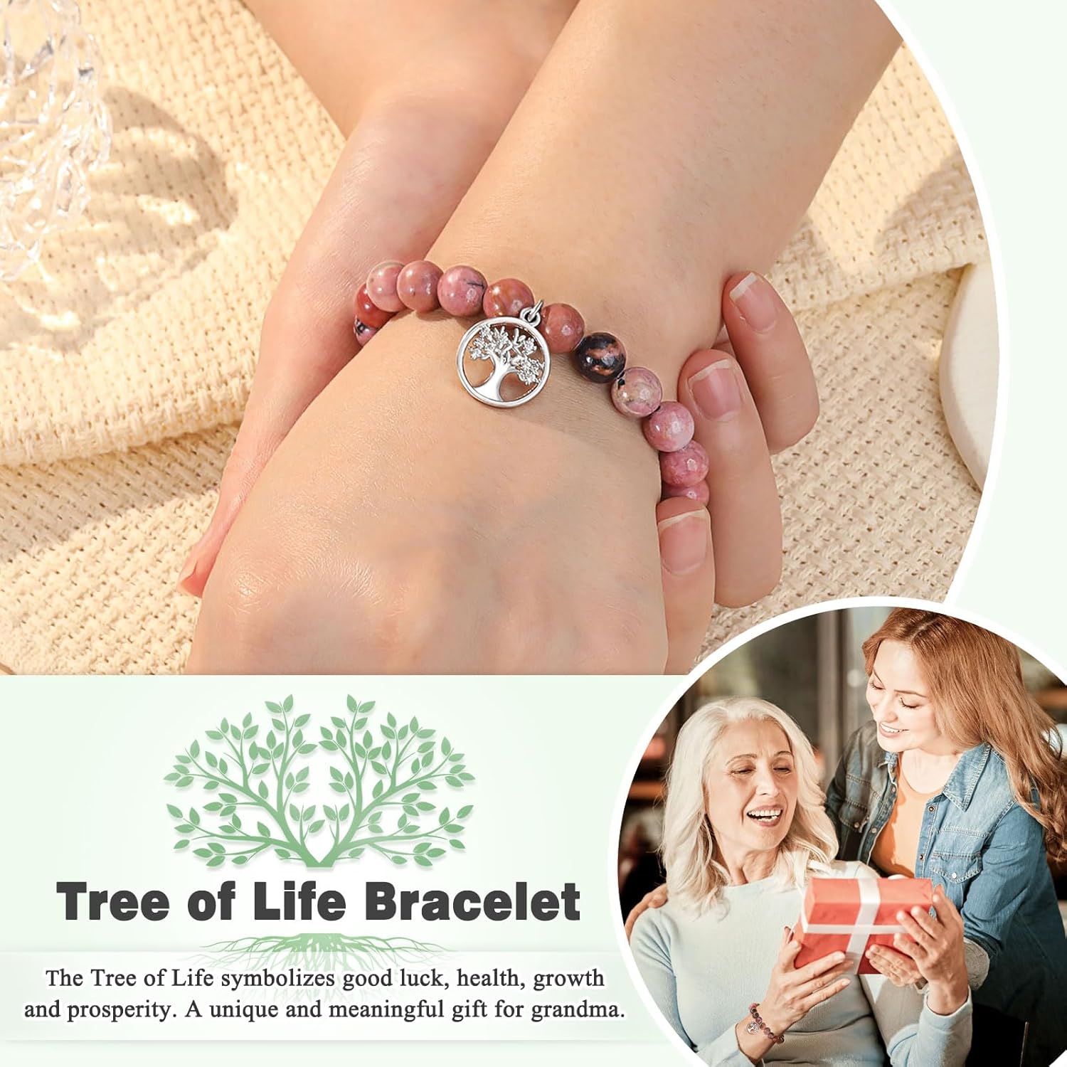 UNGENT THEM Tree of Life Bracelet for Women, Gifts for Grandma, Nana, Mother in Law, Mom, Gigi, Mimi, Aunt, Sister in Law, Teacher, Birthday Christmas Wedding Mothers' Day Gifts - Image 2