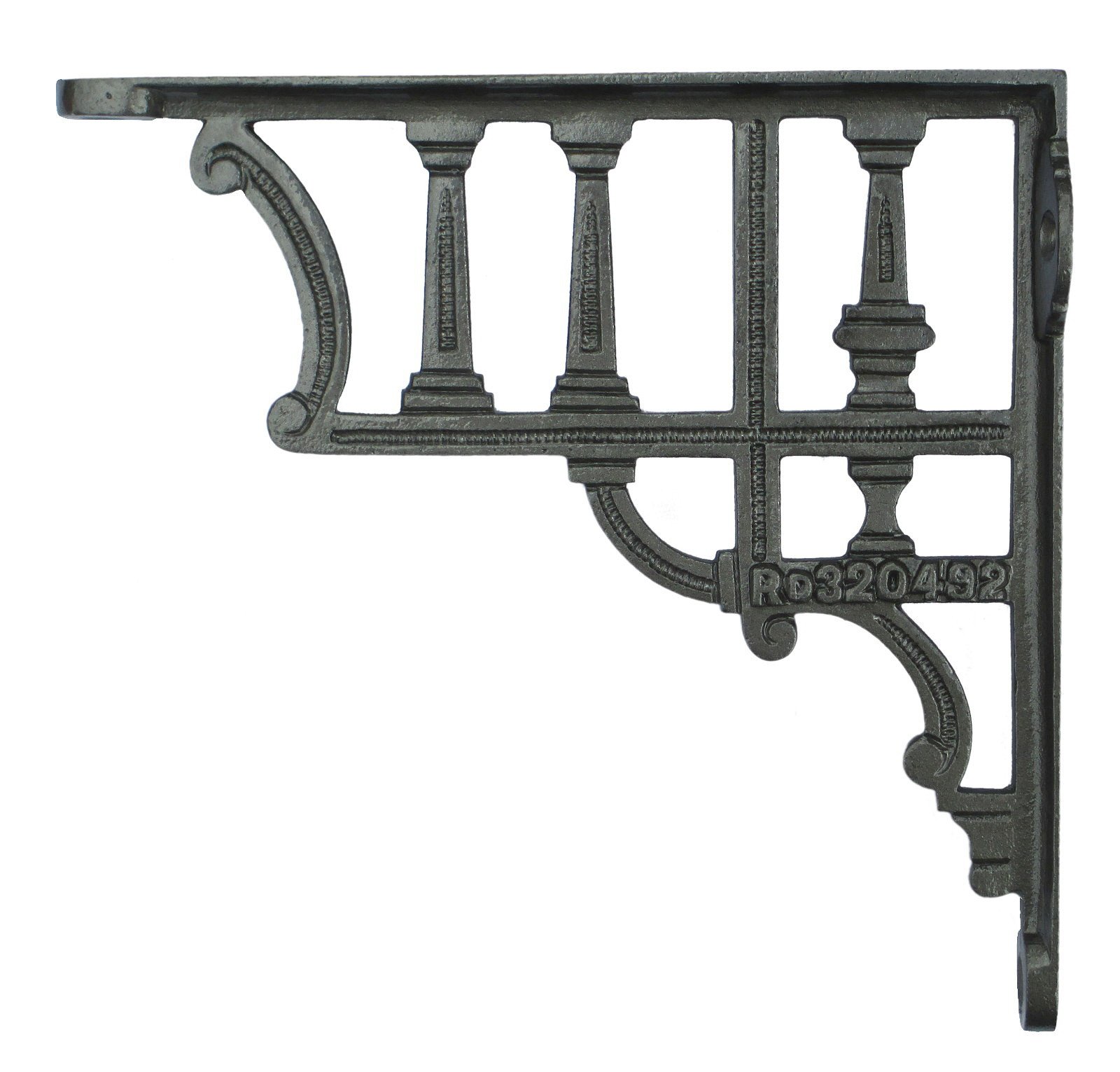 Castelion® Pair of Cast Iron Classical Railway Column Shelf Brackets (8" / 20cm)