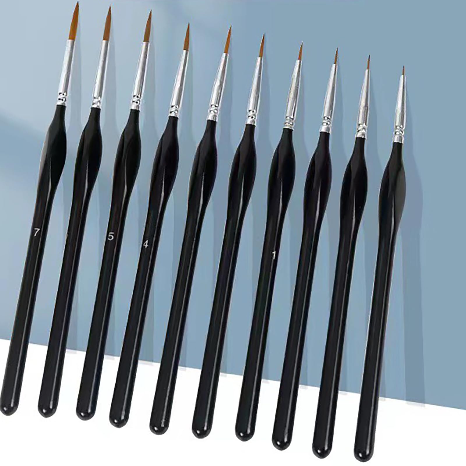 Ensemble de 10 pinceaux pour détails Fins, Pointe Professionnelle, pinceaux Miniatures pour Artistes, Lignes Fines Noires, pour Aquarelle, Acrylique, Peinture à l'huile détaillée