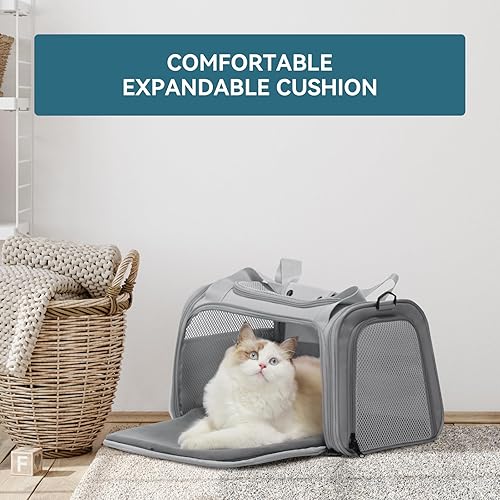 Vista 8 de PETSFIT Transportador para gatos aprobado por aerolíneas, transportador suave para gatos pequeños y medianos de menos de 12 libras, bolsa de viaje