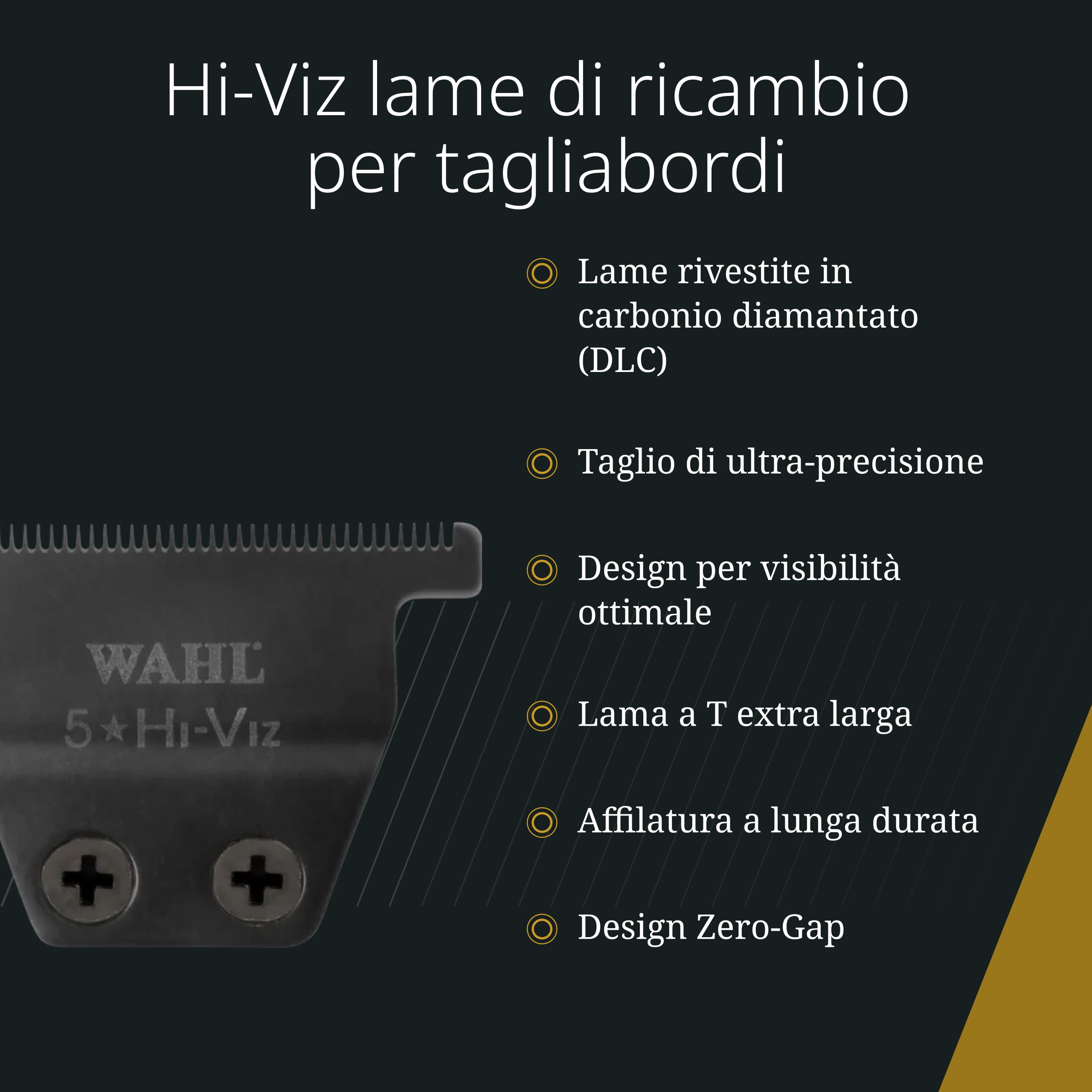Wahl Hi-Viz, Lame di Ricambio in Carbonio, Confezione da 12 Pezzi | Lame di Ricambio Rivestite in Carbonio Diamantato, Regolazione da 0,4 mm a Zero Gap, Taglio Ultrapreciso, 12 Pezzi