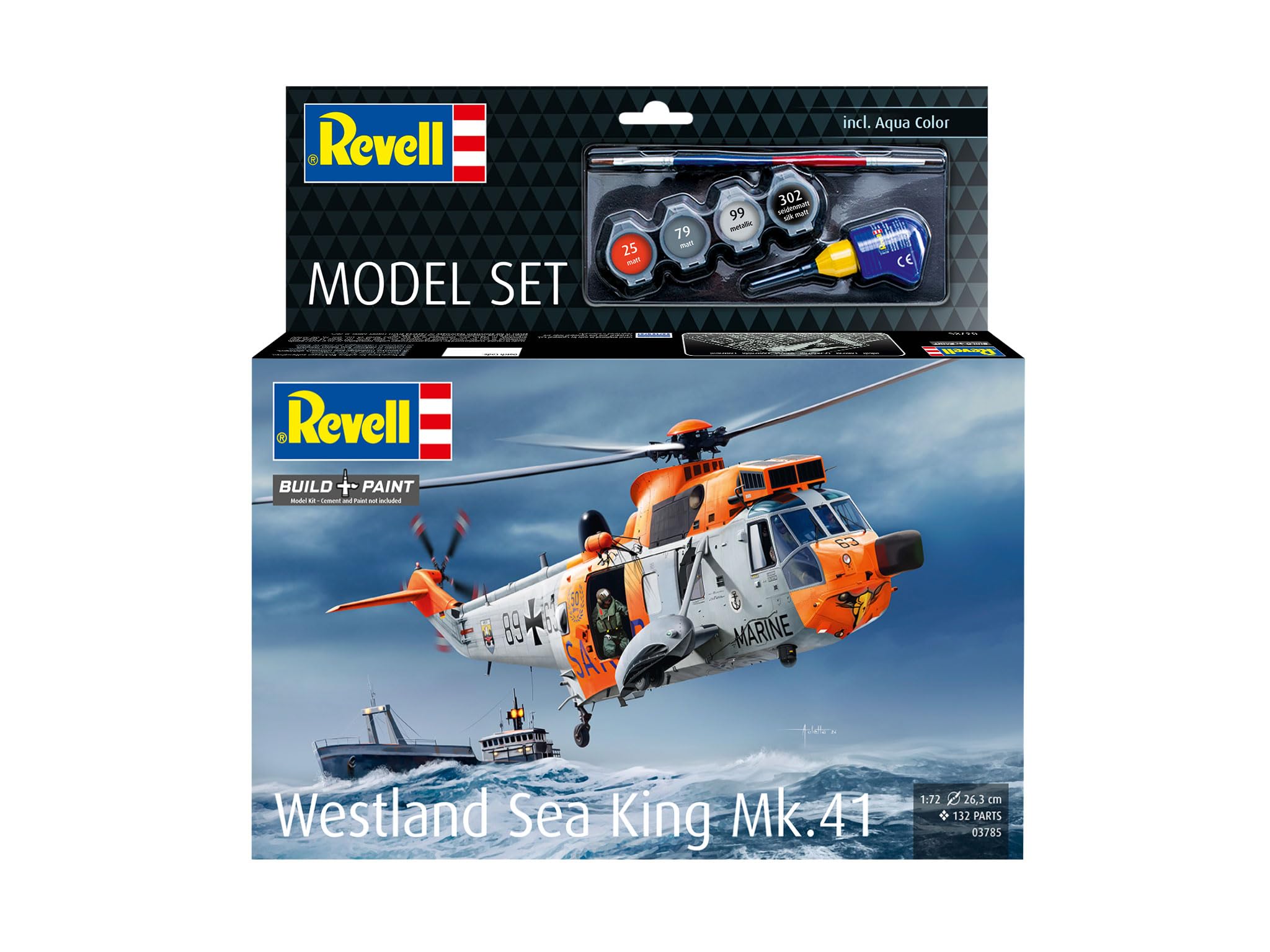 Revell 63785 zestaw modeli Westland Sea King Mk. 41 skala 1:72 niezabudowany/niepomalowany plastikowy model zestaw z akcesoriami