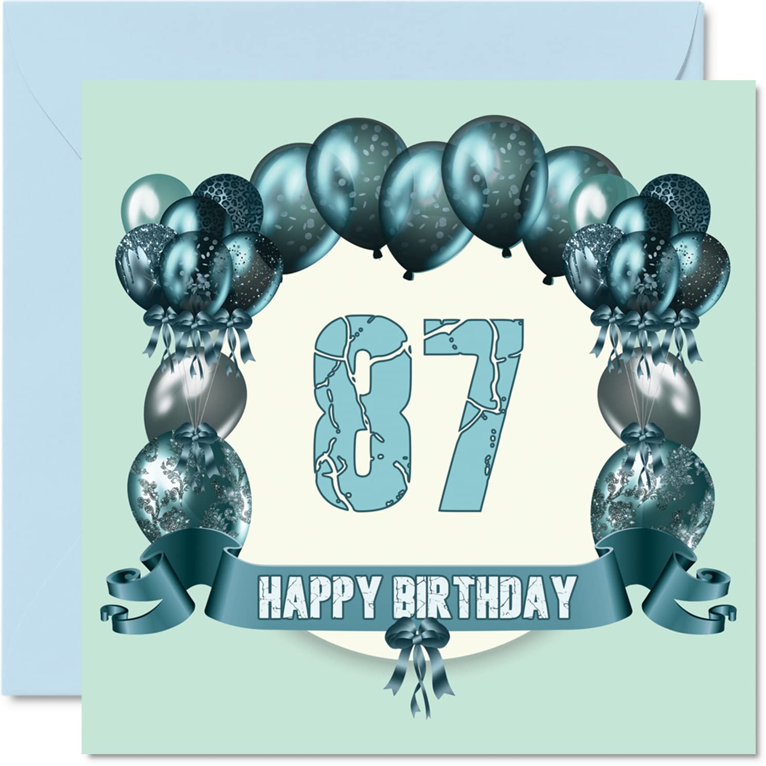 Fun 87th Birthday Cards for Men - Birthday Balloons - Card for Dad Uncle Gran Grandpa Auntie Great Grandad Grandma Mum Nanny, 145mm Greeting Cards, 87th Card
